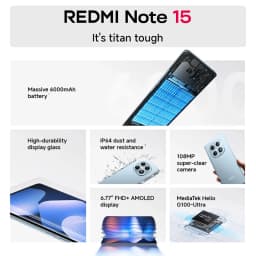 Global Version Xiaomi Redmi Note 15 4G Smartphone 108MP 128GBGB / 256GBGB ROM MTK Helio G100-Ultra 33W 6000mAh 6.77" AMOLED