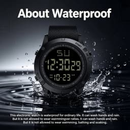 Men Sport Watch Multifunction Military Sports Watch Waterproof Luminous LED Digital Kids Watch Big Dial Student Electronic Watch