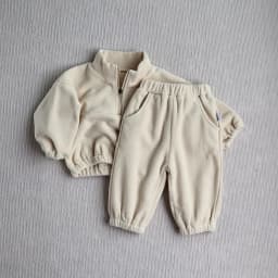 MILANCEL New Autumn Baby Sports Suit Toddler Fleece Solid Color Hoodies Suit Infant Outfit 2PCS