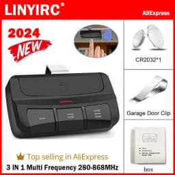 Garage Remote Control Clone Multifrequency 287MHz-868MHz Garage Door Opener Gate Control 3 Buttons Includes Car Sun Visor Clip
