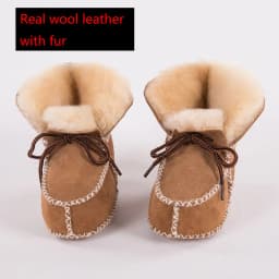 first walker shoe winter Baby Boots Genuine Leather Wool fur toddler girls soft Moccasins shoes plush Sheepskin Baby Boy booties