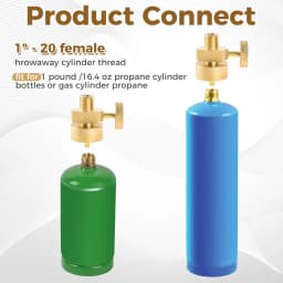 Solid Brass 1LB Propane Gas Disposal Cylinder Bottle Adapter Valve +1/4"NPT Male & M8*1 Female Thread Grill Fire Pit Stove BBQ