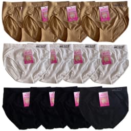 Krown- Women's Panties, Pack of 12 Basic Classic Women's Seamless Lycra Panties Invisible Effect Assorted Solid Color