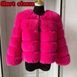 Women's Fashion Faux Fur Coat Super Hot Autumn Winter Women Short Faux Fox Fur Fluffy Jacket High Quality 7XL Ladies Furry Coats