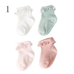 4Pair/lot new baby children's non-slip autumn winter cotton socks solid color baby foot socks