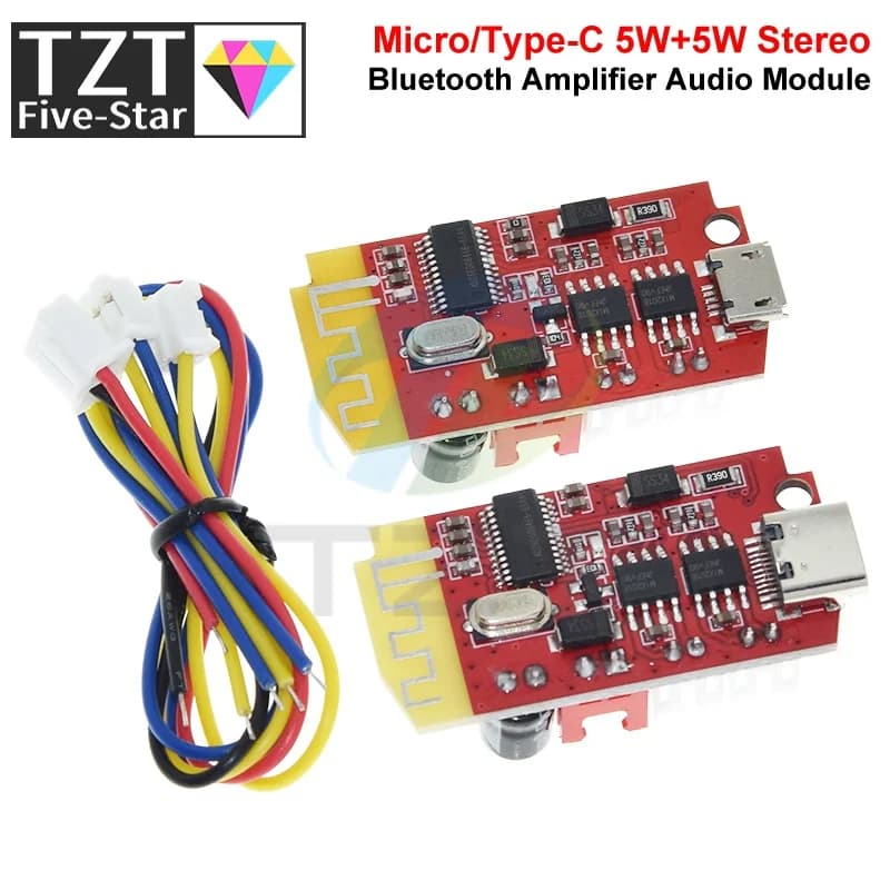 1/3PCS DC 3.7V 5V 5W Digital Audio Amplifie Board Double Plate DIY Bluetooth-5.0 Speaker Sound Music Module Type-c/Micro USB