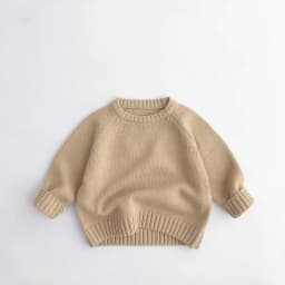 2026 Spring New Pure Cotton Solid Kids Sweaters Vintage Boys Pullover Knitwear for 1-7 Years Toddler Girls Sweater Shirt Outwear