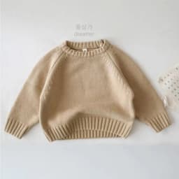2026 Spring New Pure Cotton Solid Kids Sweaters Vintage Boys Pullover Knitwear for 1-7 Years Toddler Girls Sweater Shirt Outwear