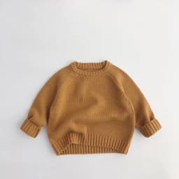 2026 Spring New Pure Cotton Solid Kids Sweaters Vintage Boys Pullover Knitwear for 1-7 Years Toddler Girls Sweater Shirt Outwear