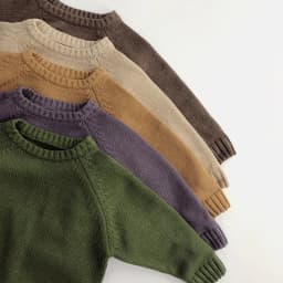 2026 Spring New Pure Cotton Solid Kids Sweaters Vintage Boys Pullover Knitwear for 1-7 Years Toddler Girls Sweater Shirt Outwear