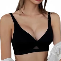 V-neck Push-Up Bras For Women Non-wire Bra Seamless Underwear Invisible Padded Bralette Breathable Mesh Patchwork Lingerie S-XL