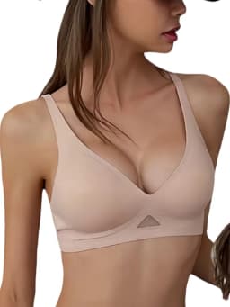 V-neck Push-Up Bras For Women Non-wire Bra Seamless Underwear Invisible Padded Bralette Breathable Mesh Patchwork Lingerie S-XL