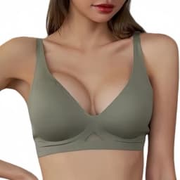 V-neck Push-Up Bras For Women Non-wire Bra Seamless Underwear Invisible Padded Bralette Breathable Mesh Patchwork Lingerie S-XL