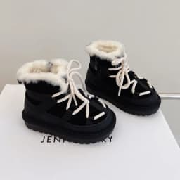 2025 New Winter Children Snow Boots Genuine Leather Warm Plush Toddler Boys Shoes Non-slip Fashion Baby Girls Boots 1-6 Years