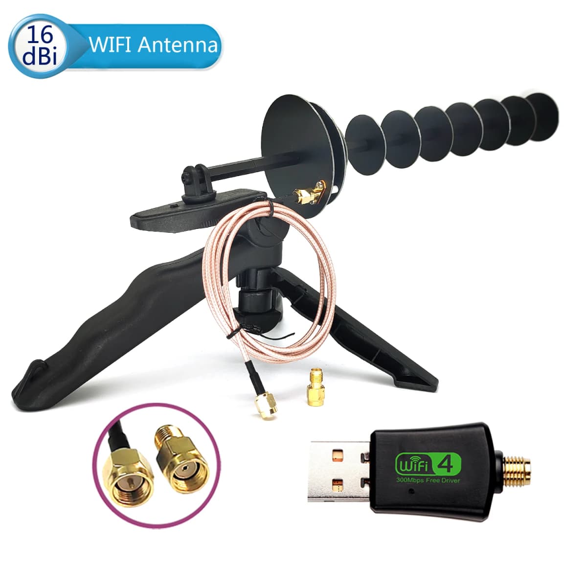 16dBi 2.4GHz WIFI Yagi Directional Antenna Enhanced Signal Notebook Desktop PC Computer USB Wireless Network Card PCIE Adapter