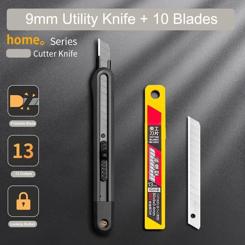 1Pcs Utility Knife 10Pcs Blades Pocket Knife Cutting Paper Demolition Express Knife