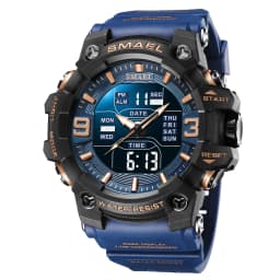 SMAEL 8049 Watch Sport LED Light Alarm Clock Dual Time Display WaterproofWeek Auto Date Wristwatches Quartz