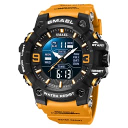 SMAEL 8049 Watch Sport LED Light Alarm Clock Dual Time Display WaterproofWeek Auto Date Wristwatches Quartz