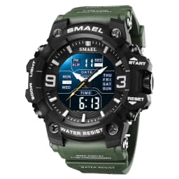 SMAEL 8049 Watch Sport LED Light Alarm Clock Dual Time Display WaterproofWeek Auto Date Wristwatches Quartz