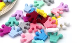 Cute-Idea 10PCs Silicone Crown Beads Baby Teething Chewable Teether DIY Baby Pacifier Chain chew Toys Accessories Baby Products