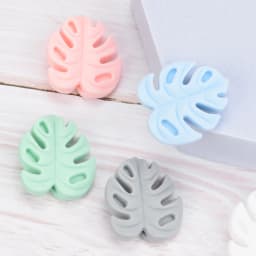 LOFCA 30pcs Silicone Monstera Beads Cartoon Leaf BPA Free Silicone Teether Baby Accessories Toys DIY Necklace Pacifier Chain