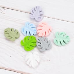 LOFCA 30pcs Silicone Monstera Beads Cartoon Leaf BPA Free Silicone Teether Baby Accessories Toys DIY Necklace Pacifier Chain