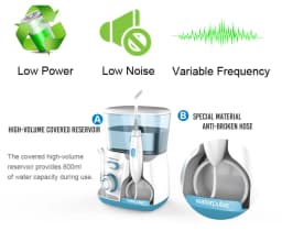 10 levels 20-120PSI Oral Irrigator Power water Floss, Dental Irrigator Hygiene Water Flosser with 5 nozzles