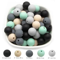 Cute-Idea 50Pcs Silicone Beads 9mm Baby Chewable Rounds Pearl Teether Infants Pacifier Pendant Toys Accessories Baby Products