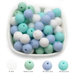 Cute-Idea 50Pcs Silicone Beads 9mm Baby Chewable Rounds Pearl Teether Infants Pacifier Pendant Toys Accessories Baby Products