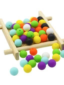 Cute-Idea 50Pcs Silicone Beads 9mm Baby Chewable Rounds Pearl Teether Infants Pacifier Pendant Toys Accessories Baby Products