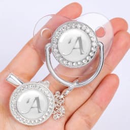 Newborn Baby Personalized Pacifier Clips Luxury Pacifiers Holder Letter Silver Bling Infant Transparent Silicone Nipple BPA Free