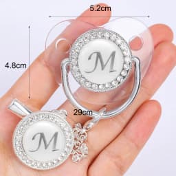 Newborn Baby Personalized Pacifier Clips Luxury Pacifiers Holder Letter Silver Bling Infant Transparent Silicone Nipple BPA Free