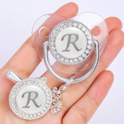 Newborn Baby Personalized Pacifier Clips Luxury Pacifiers Holder Letter Silver Bling Infant Transparent Silicone Nipple BPA Free