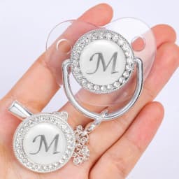 Newborn Baby Personalized Pacifier Clips Luxury Pacifiers Holder Letter Silver Bling Infant Transparent Silicone Nipple BPA Free
