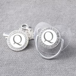 Newborn Baby Personalized Pacifier Clips Luxury Pacifiers Holder Letter Silver Bling Infant Transparent Silicone Nipple BPA Free