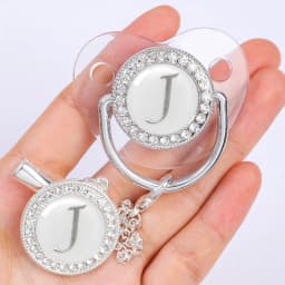 Newborn Baby Personalized Pacifier Clips Luxury Pacifiers Holder Letter Silver Bling Infant Transparent Silicone Nipple BPA Free