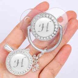 Newborn Baby Personalized Pacifier Clips Luxury Pacifiers Holder Letter Silver Bling Infant Transparent Silicone Nipple BPA Free