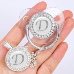Newborn Baby Personalized Pacifier Clips Luxury Pacifiers Holder Letter Silver Bling Infant Transparent Silicone Nipple BPA Free