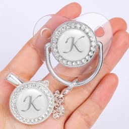 Newborn Baby Personalized Pacifier Clips Luxury Pacifiers Holder Letter Silver Bling Infant Transparent Silicone Nipple BPA Free