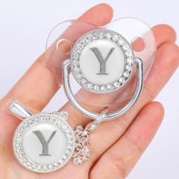 Newborn Baby Personalized Pacifier Clips Luxury Pacifiers Holder Letter Silver Bling Infant Transparent Silicone Nipple BPA Free
