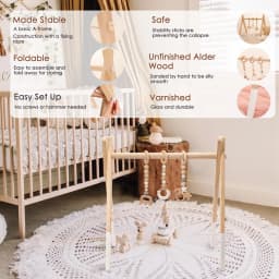 1Set Wooden Rattle Teethers Baby Toys Play Gym Mobile Newborn Sensory Structure Baby Nursing Gifts Handmade Stroller Accessories