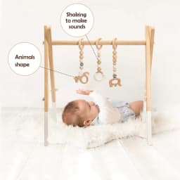 1Set Wooden Rattle Teethers Baby Toys Play Gym Mobile Newborn Sensory Structure Baby Nursing Gifts Handmade Stroller Accessories