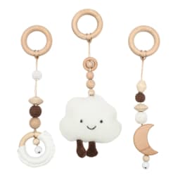 1Set Wooden Rattle Teethers Baby Toys Play Gym Mobile Newborn Sensory Structure Baby Nursing Gifts Handmade Stroller Accessories