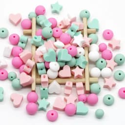Cute-idea 50pc Silicone Beads Baby Lentil heart Star Shape Nuring Teething Beads Sets DIY Baby Pacifier Chain toys Accessories
