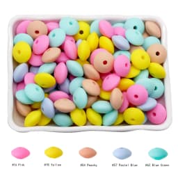 Cute-idea 50pc Silicone Beads Baby Lentil heart Star Shape Nuring Teething Beads Sets DIY Baby Pacifier Chain toys Accessories