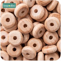 Bopoobo 20/50pc Small Wooden Abacus Beads Baby DIY Nursing Accessories Classic Sensory Toy New Baby Gift Organic Baby Teether