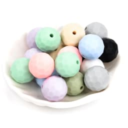 Lofca 12mm 40pcs Polyhedron Silicone Beads 15mm Silicone DIY Food Grade Oral Care Baby Teether Toy Soft Chew