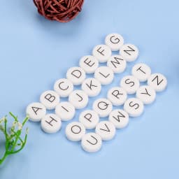Lofca 70pcs Silicone Alphabet Beads Flat Silicone letter beads BPA free For Teether  Food Grade Necklace Making DIY Baby Teether