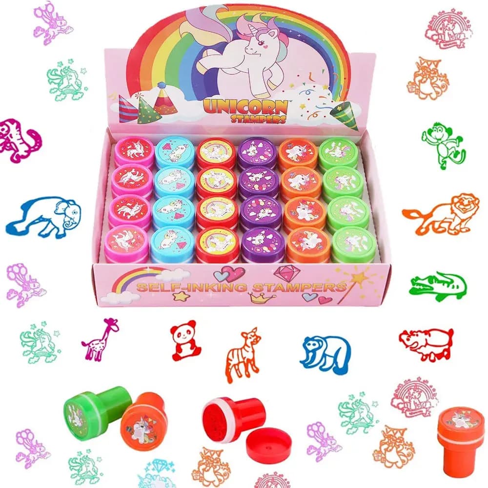 2/24pcs Assorted Stamps for Kids Self-ink Stamps Children Toy Stamps  Face Seal Scrapbooking DIY Painting Photo Album Decor