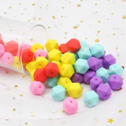 Cute-Idea 10pcs 14mm Silicone Beads Hexagon Pearl Food Grade Teether DIY Pacifier Clips Beads Necklace Baby Toy Teething